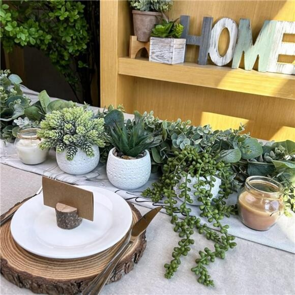 small artificial succulent potted plants faux greenery home office decor 3 set - Picture 5 of 8